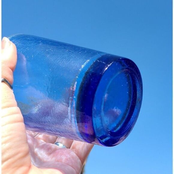Fire and Light Cobalt BLUE Recycled Glass Tumbler 12oz. Art Glass EUC *Flaw Read - Picture 3 of 16